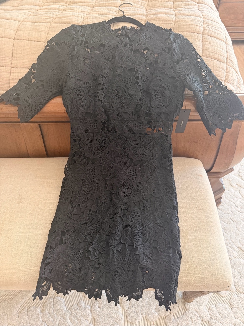 Lulu's Black Floral Lace Mini Dress